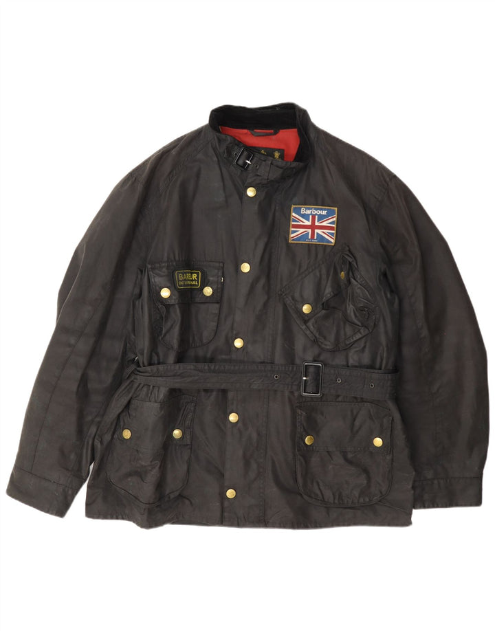 Jaqueta masculina de algodão encerado Barbour UK 42 XL preta