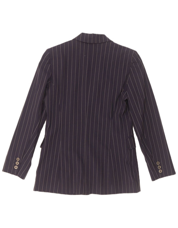 Jaqueta Blazer Belfe & Feminina com 3 Botões IT 42 Lã Risca de Giz Azul Marinho Médio