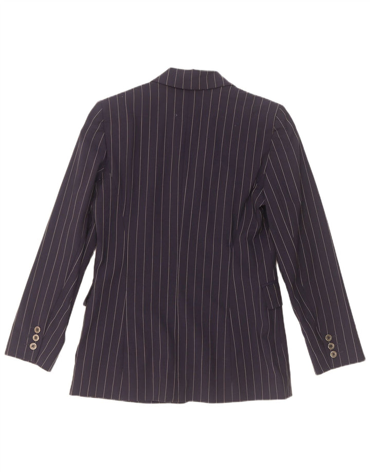 Jaqueta Blazer Belfe & Feminina com 3 Botões IT 42 Lã Risca de Giz Azul Marinho Médio