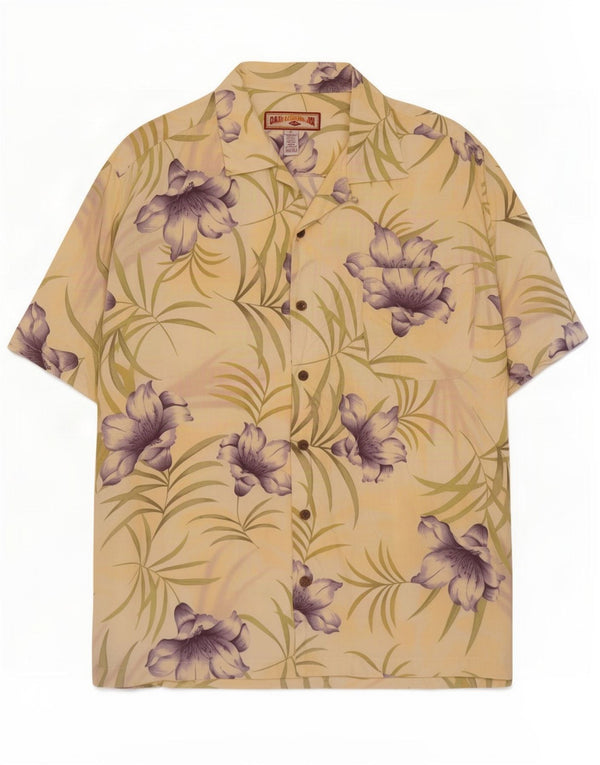 Camisa masculina de manga curta Caribbean Joe XL amarelo floral rayon