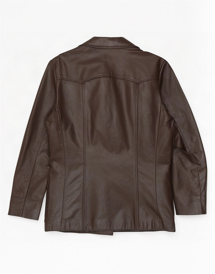Jaqueta Blazer Monza Masculina de Couro com 3 Botões Reino Unido 38 Marrom Médio