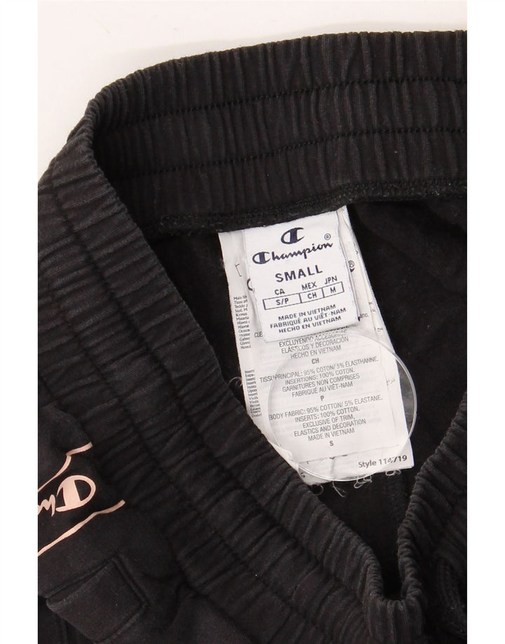 CHAMPION Calça esportiva feminina gráfica Joggers Reino Unido 8 pequeno algodão preto