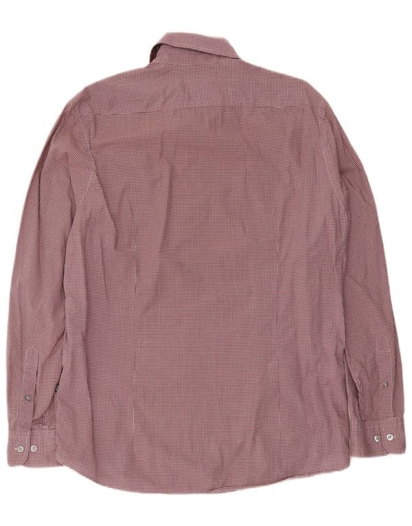 Camisa masculina de ajuste regular Hugo Boss grande algodão gingham cor de vinho