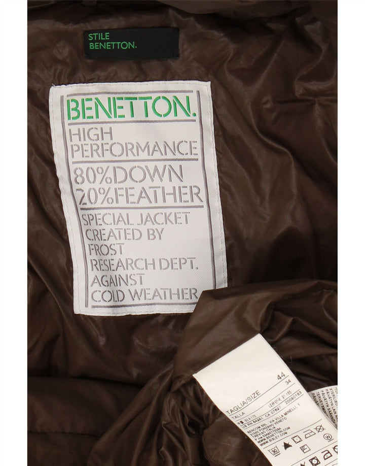 Jaqueta acolchoada com capuz feminino BENETTON IT 44 poliamida marrom médio
