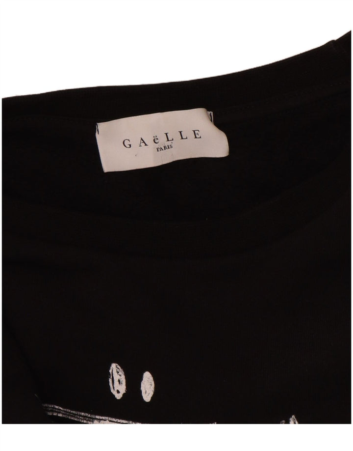 Suéter feminino Gaelle com estampa gráfica cropped Reino Unido 14 grande preto