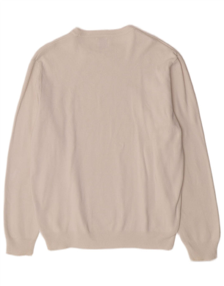 Zara Suéter masculino com gola redonda, grande algodão branco