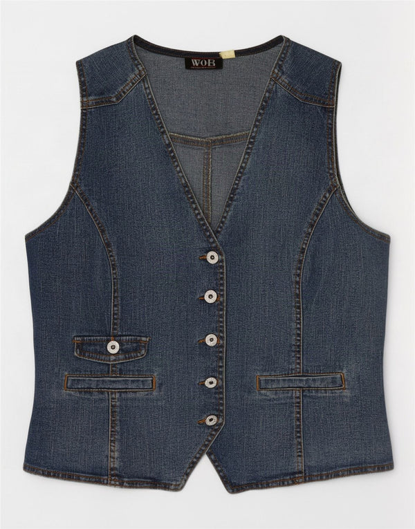 Colete jeans feminino vintage UE 42 grande algodão azul