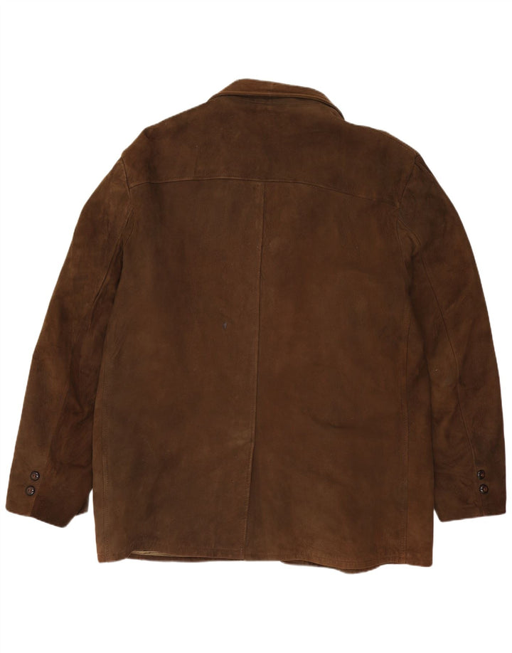 Jaqueta Blazer Excelled masculina de camurça com 3 botões Reino Unido 42 XL camurça marrom