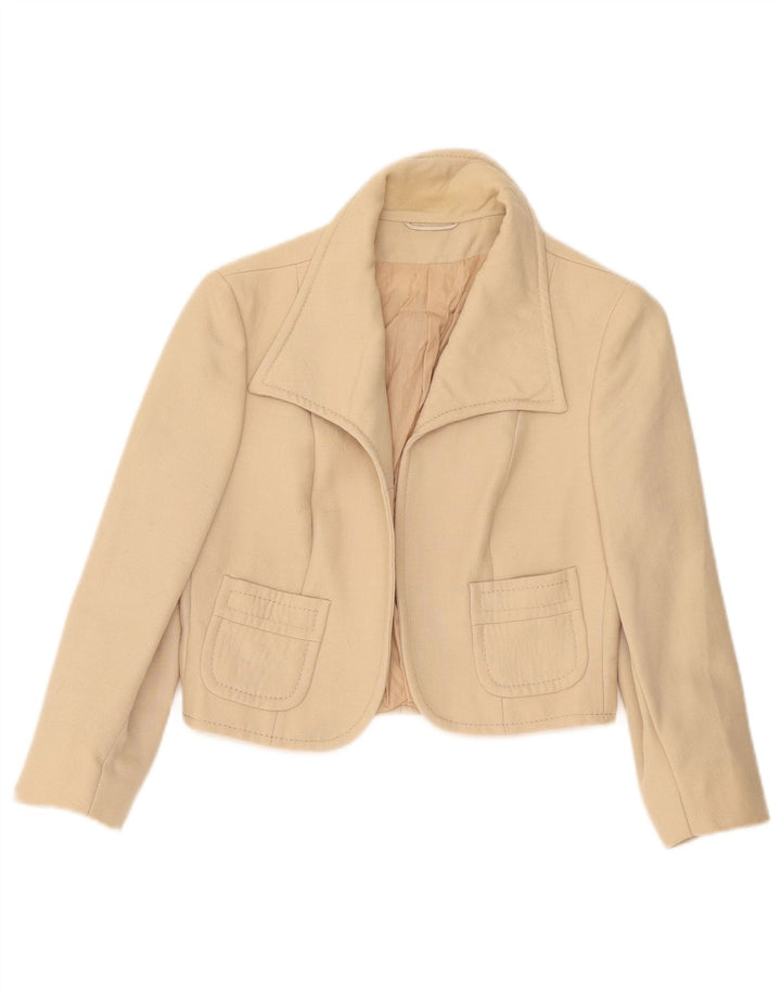 Jaqueta Bolero Feminina Vintage Manga 3/4 IT 42 Bege Médio