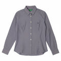 Camisa feminina Benetton UK 14 risca de giz azul médio