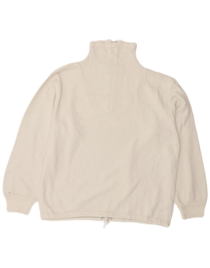 Moletom masculino Outsider com gola e zíper, moletom médio de algodão branco