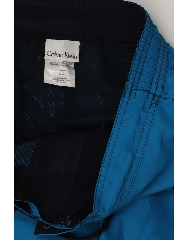 Shorts de natação masculino Calvin Klein gráfico pequeno azul poliéster