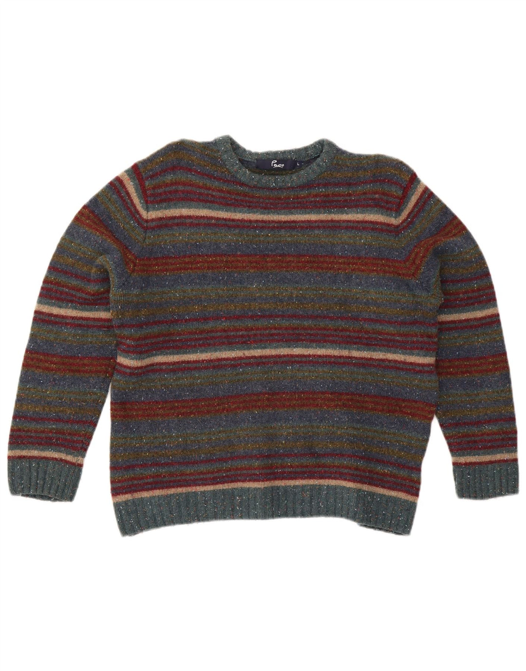 Suéter feminino Paco com gola redonda, uk 16, lã listrada grande multicolorida