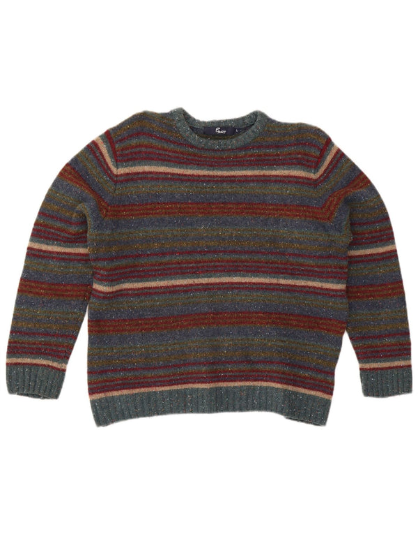 Suéter feminino Paco com gola redonda, uk 16, lã listrada grande multicolorida