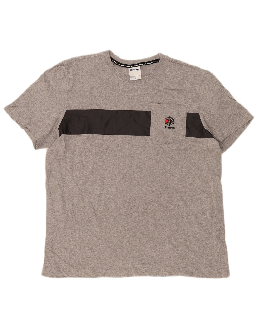 Camiseta masculina Reebok grande algodão colorblock cinza