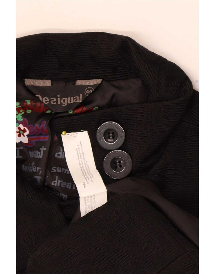 Sobretudo gráfico feminino Desigual EU 44 XL preto geométrico poliéster
