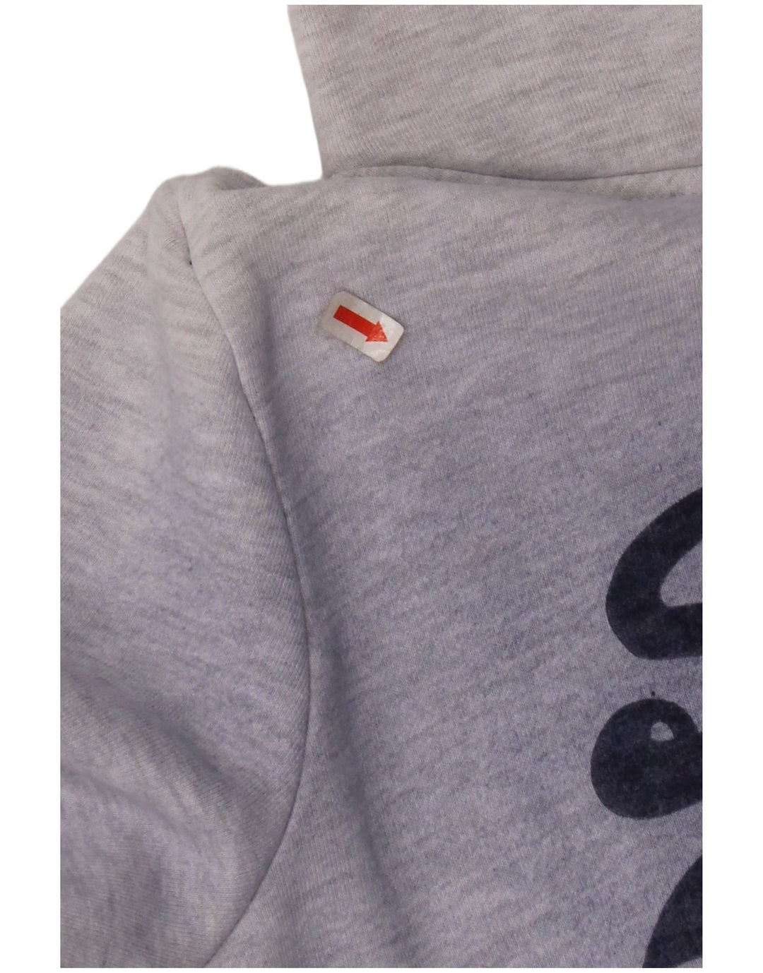 Jumper feminino com capuz gráfico SUPERDRY UK 14 algodão manchado cinza médio