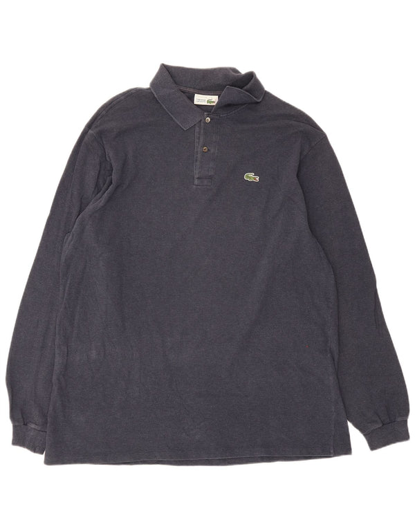 Camisa polo masculina de manga comprida Lacoste tamanho 8 3XL algodão azul marinho