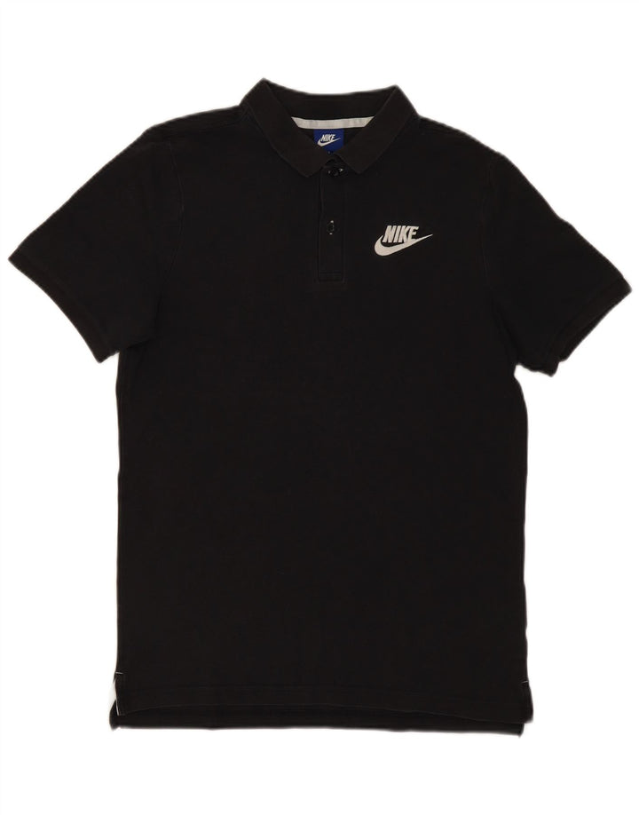 Camisa polo masculina NIKE pequena preta de algodão
