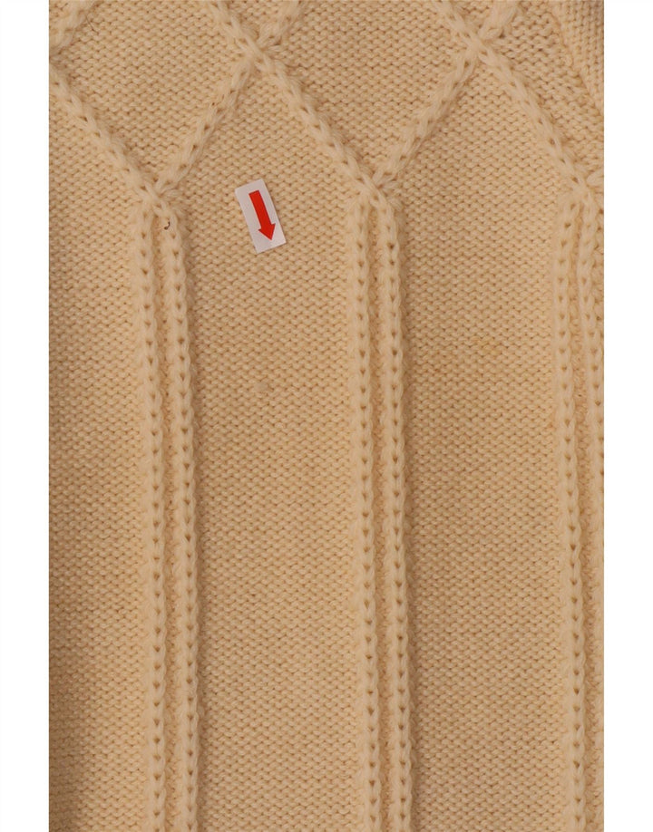 Suéter cardigã feminino vintage Reino Unido 12 lã branca média