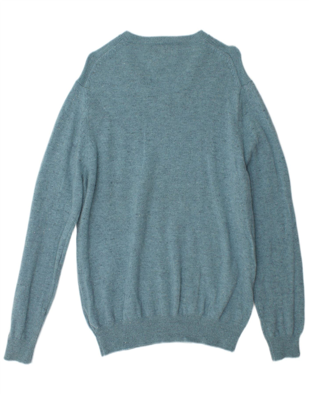 Suéter masculino Marks & Spencer com decote em V XL lã de cordeiro manchada azul