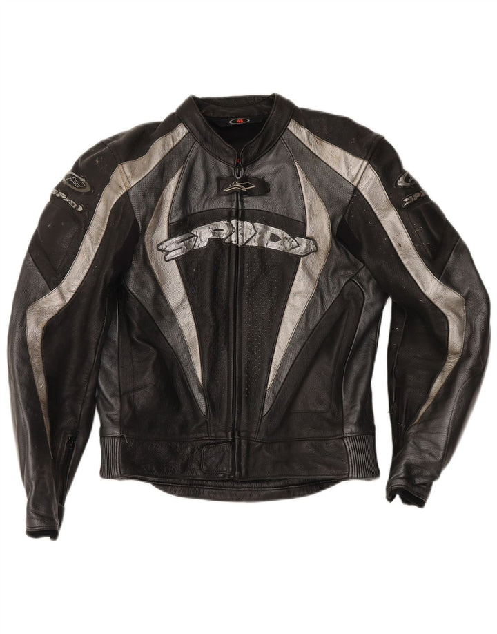 Spidi masculino motocicleta gráfico conjunto de 2 peças tamanho 48 couro preto médio