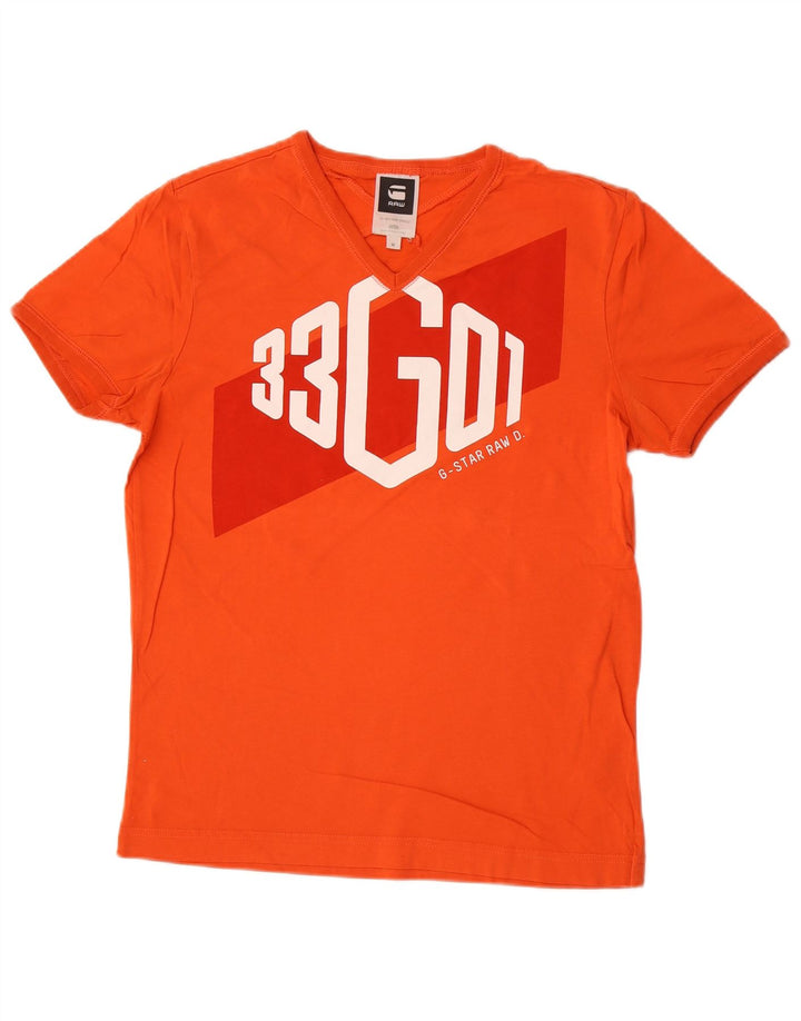 Camiseta gráfica masculina G-Star Top médio algodão laranja