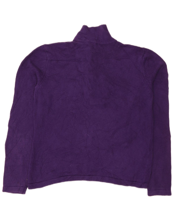 Suéter feminino Chaps com gola redonda e botão UK 18 XL algodão roxo