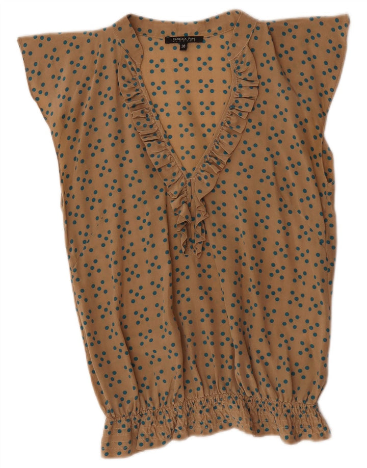 Patrizia Pepe Blusa feminina Top IT 38 XS Bege Polka Dot
