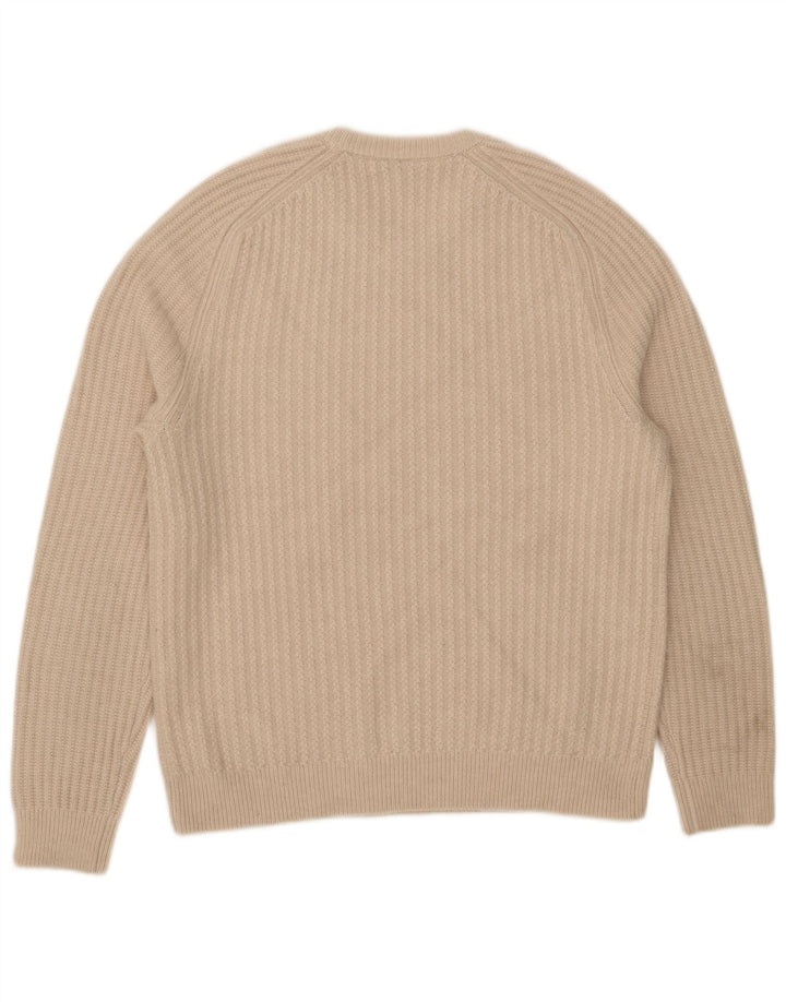 Suéter masculino Reiss com gola redonda e lã bege XL