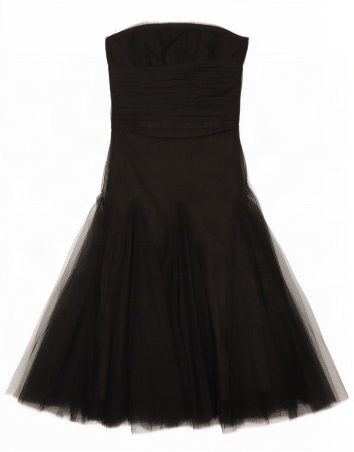 Vestido feminino Monsoon sem alças grande UK 8 poliéster preto pequeno