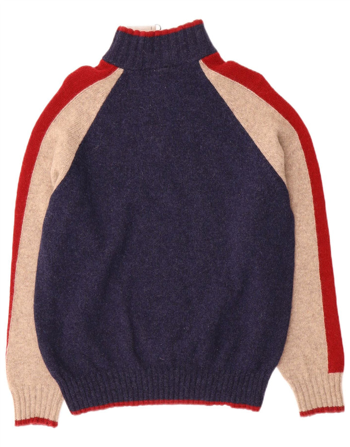 Suéter masculino North Sails com gola com zíper e lã colorblock médio azul marinho