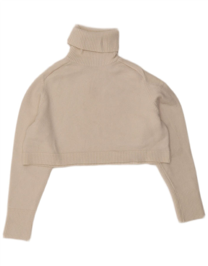 Zara Suéter feminino cropped oversized com gola redonda Reino Unido 10 pequeno branco