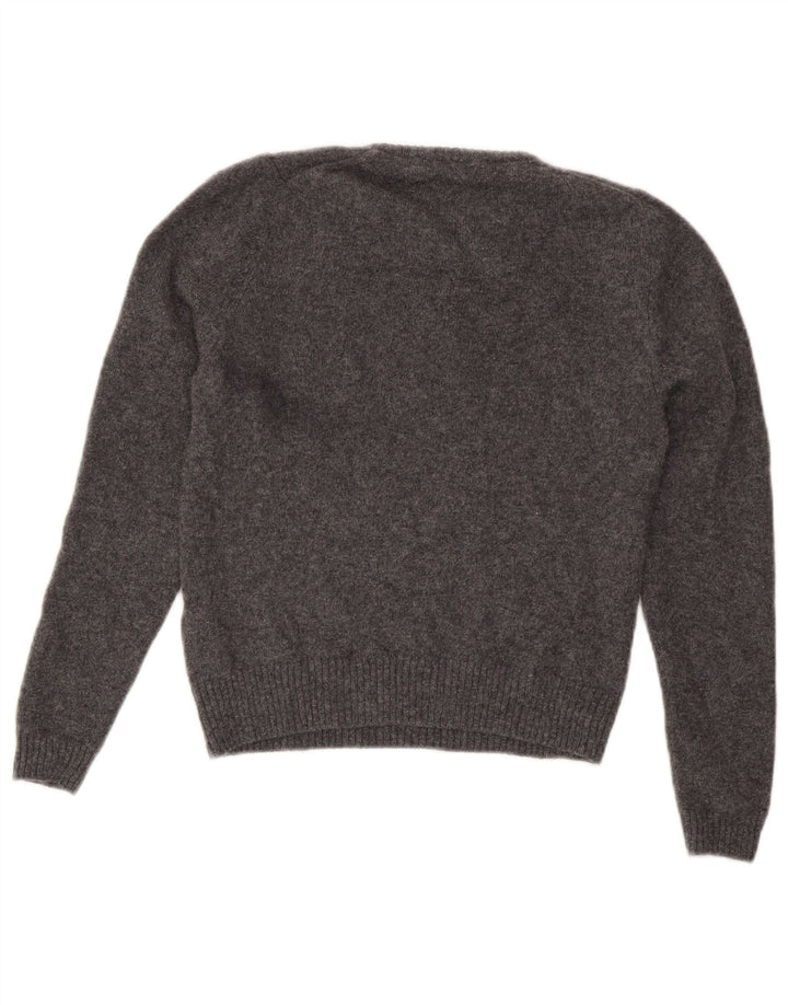 Suéter feminino Zara com gola redonda, Reino Unido 12 lã manchada cinza médio