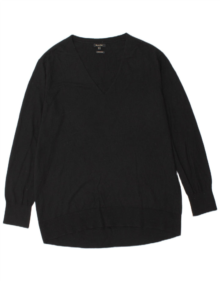 Suéter masculino Massimo Dutti com decote em V pequeno preto