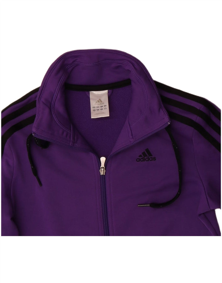ADIDAS Womens Tracksuit Top Jacket UK 10 Pequeno Roxo Poliéster