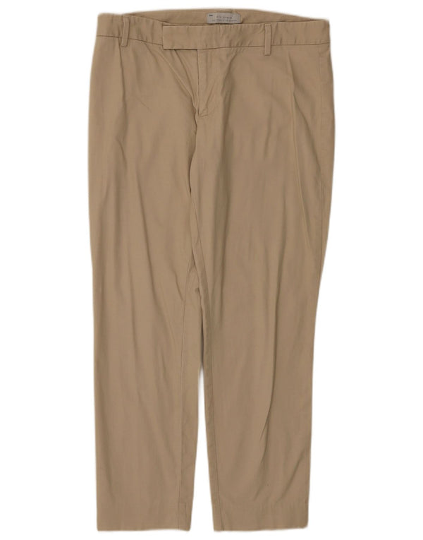 Calça feminina slim cropped Gap UK 10 pequena W30 L25 algodão bege