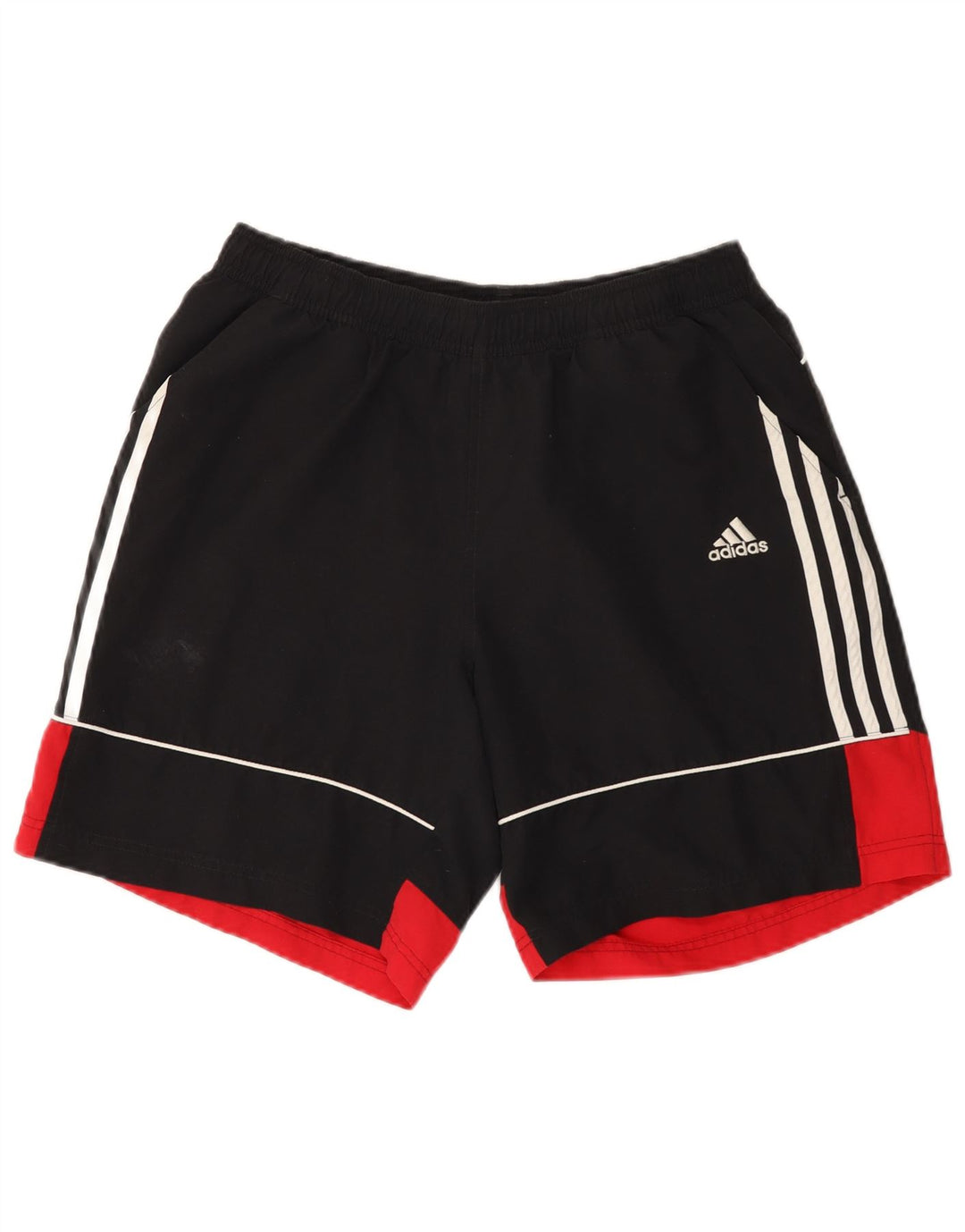 Shorts esportivos masculinos Adidas médio preto colorblock poliéster