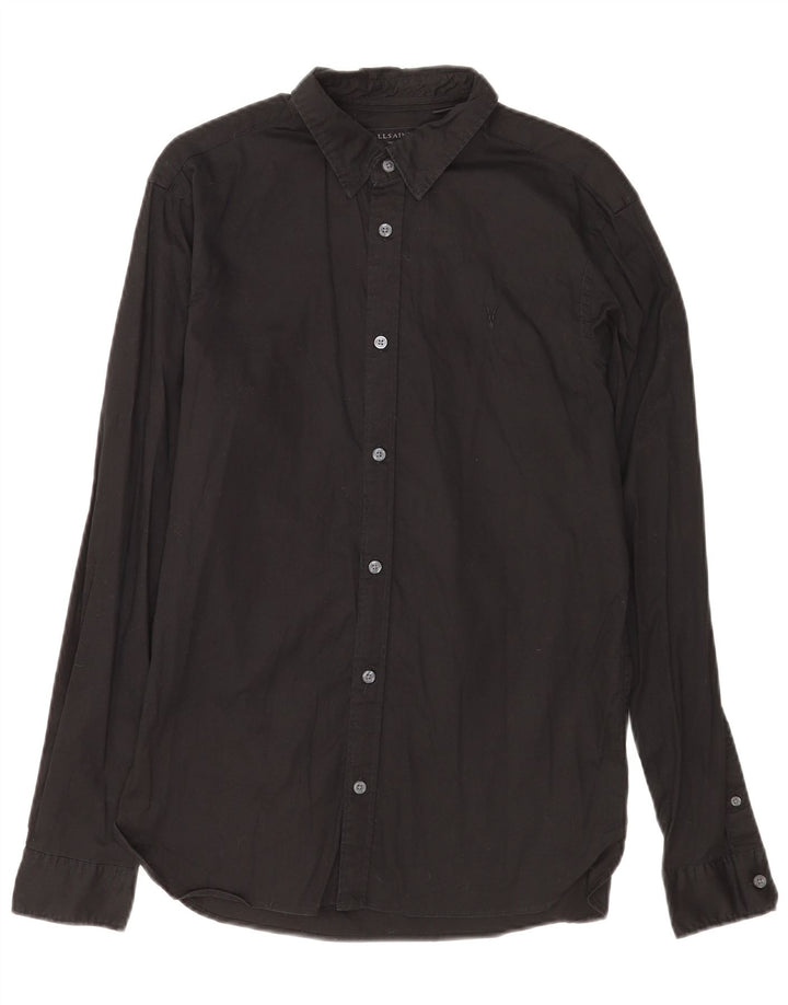 Camisa masculina All Saints pequena de algodão preto