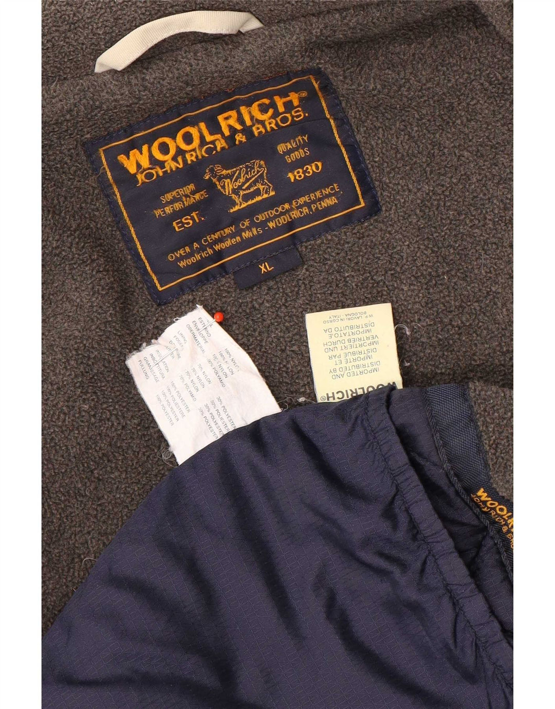 Jaqueta corta-vento masculina Woolrich UK 42 XL bege nylon