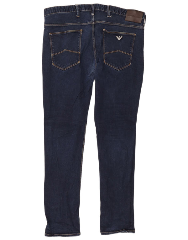 Emporio Armani Mens Slim Jeans W36 L30 Azul Algodão
