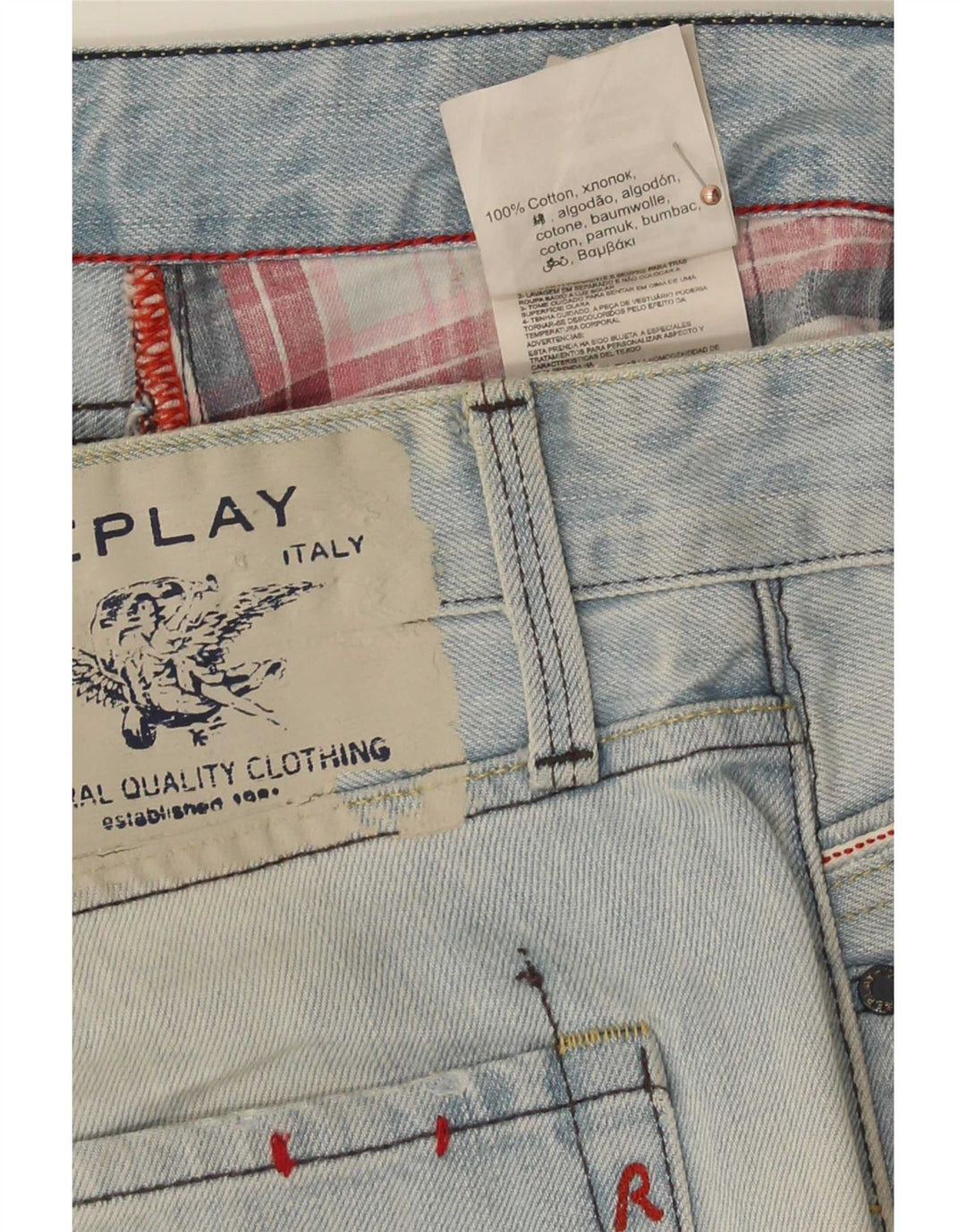 Replay Mens Straight Jeans W36 L34 Azul Algodão