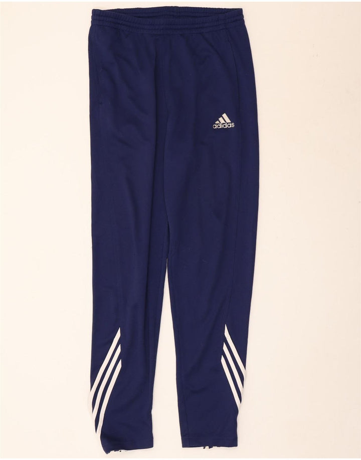 Calças de treino masculinas Adidas UK 40/42 poliéster azul marinho médio
