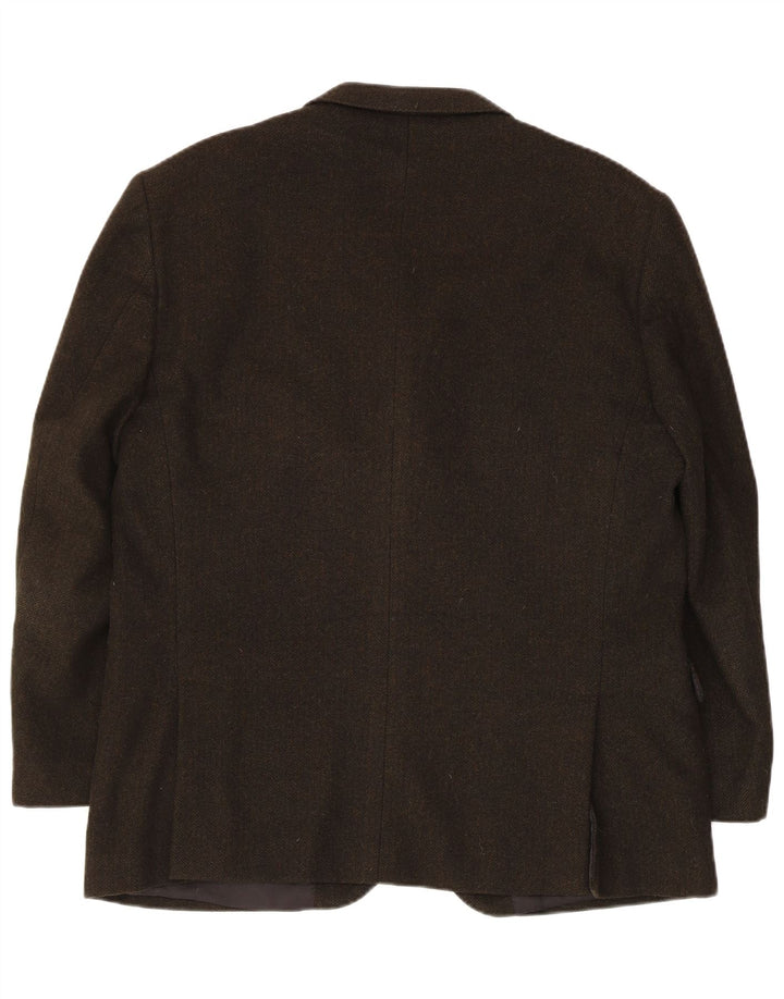 Jaqueta blazer masculina vintage com 3 botões IT 54 2XL cáqui espinha de peixe caxemira