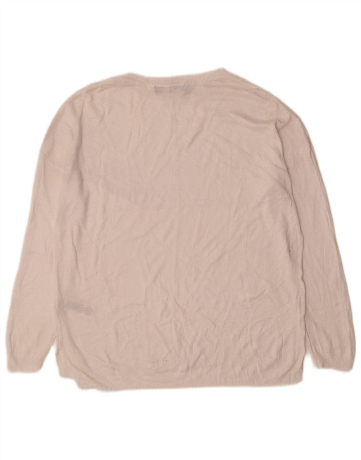 Suéter feminino Marks & Spencer com gola canoa UK 14 médio off white