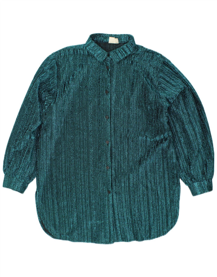 Blusa feminina VINTAGE UK 14 grande listrada azul
