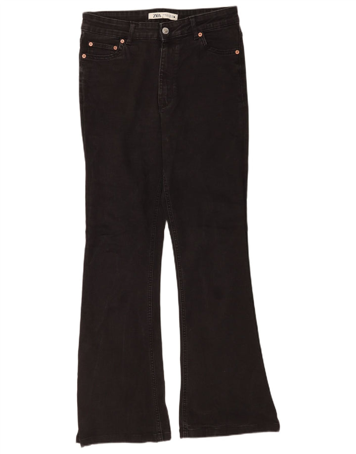 Zara Calça Jeans Feminina Flared EU 40 Médio W30 L30 Algodão Preto