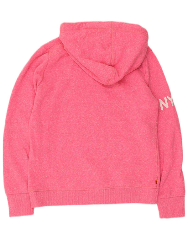 Superdry feminino gráfico moletom com capuz UK 14 poliéster rosa médio
