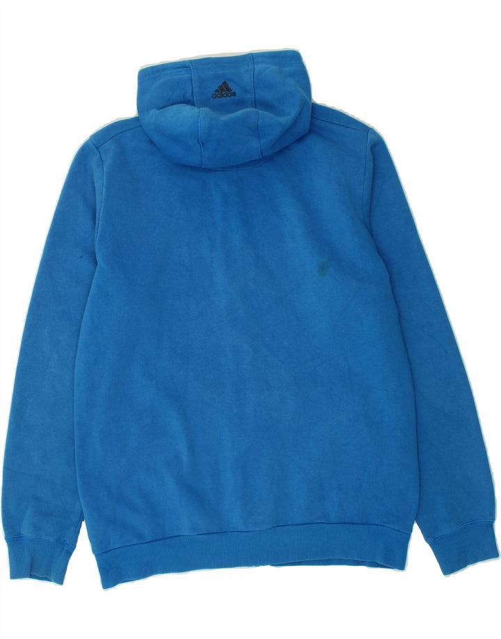 ADIDAS Boys Zip Hoodie Sweater 15-16 Years Blue Cotton Vintage Adidas and Second-Hand Adidas from Messina Hembry 
