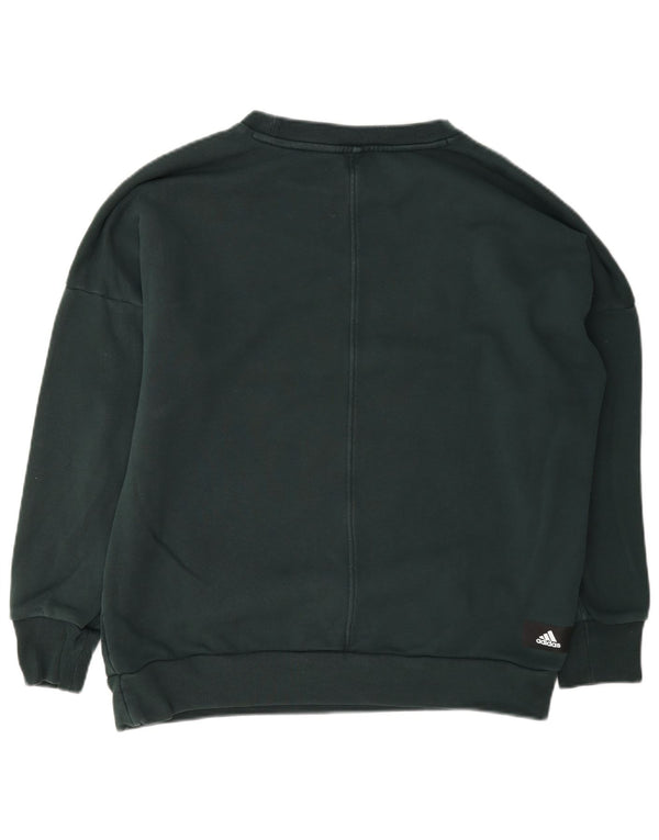 Adidas feminino gráfico oversized moletom jumper reino unido 4/6 XS algodão verde